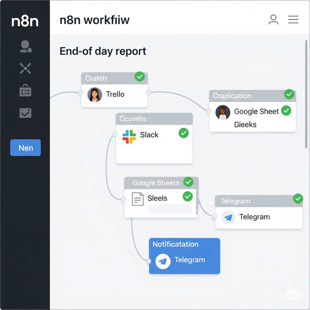 workflow tự động hóa báo cáo cuối ngày trên n8n.